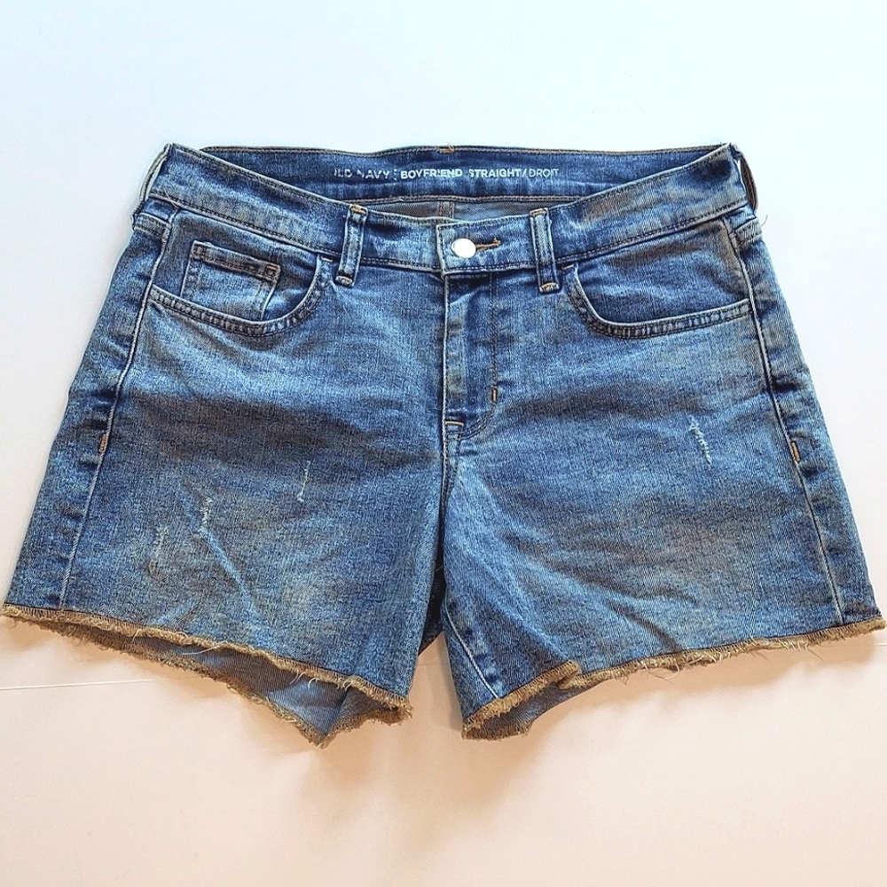 Women's Old Navy Distressed Stone Wash Boyfriend Straight Jean Shorts